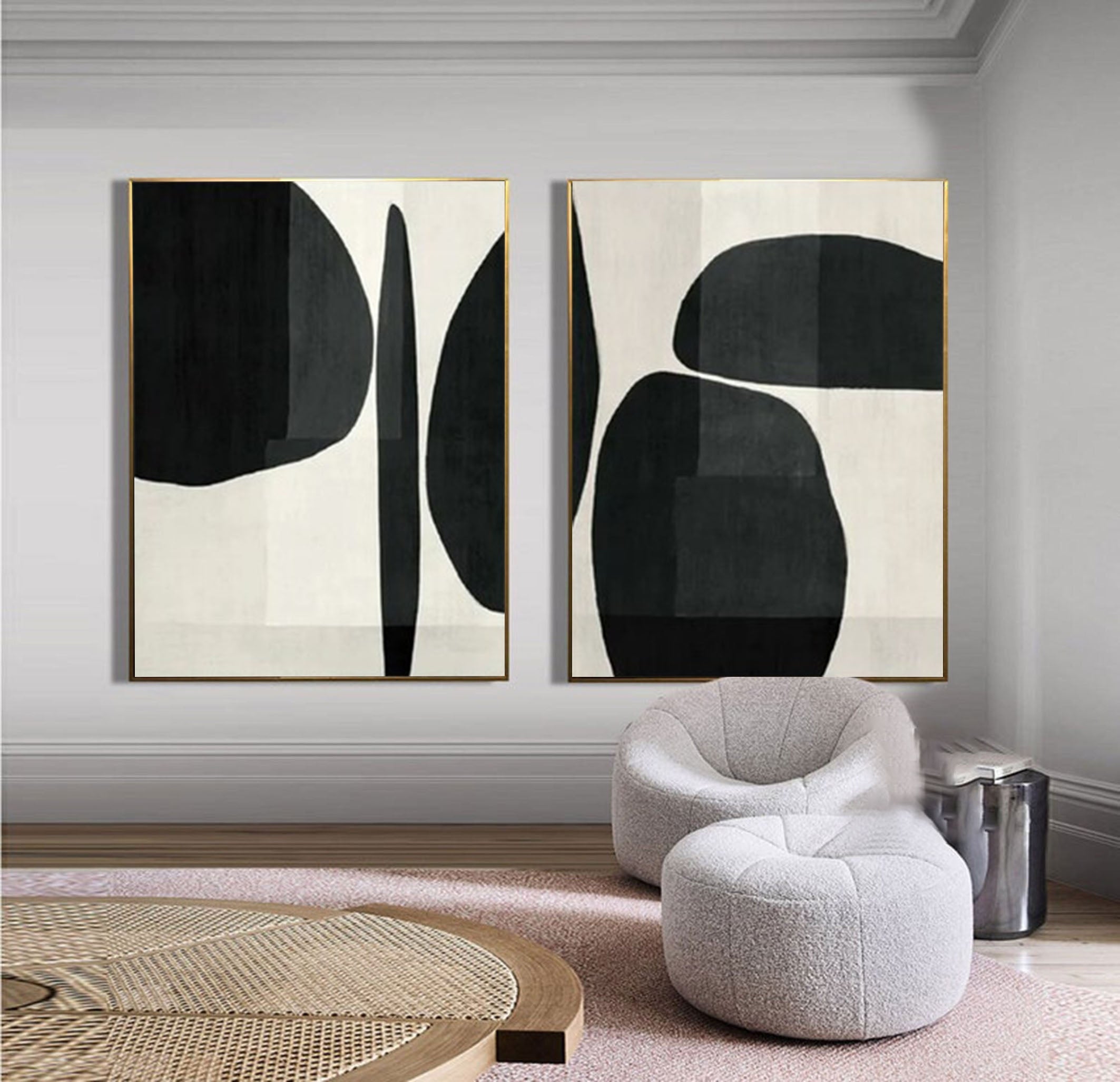 Monochrome Harmony: Abstract Duo