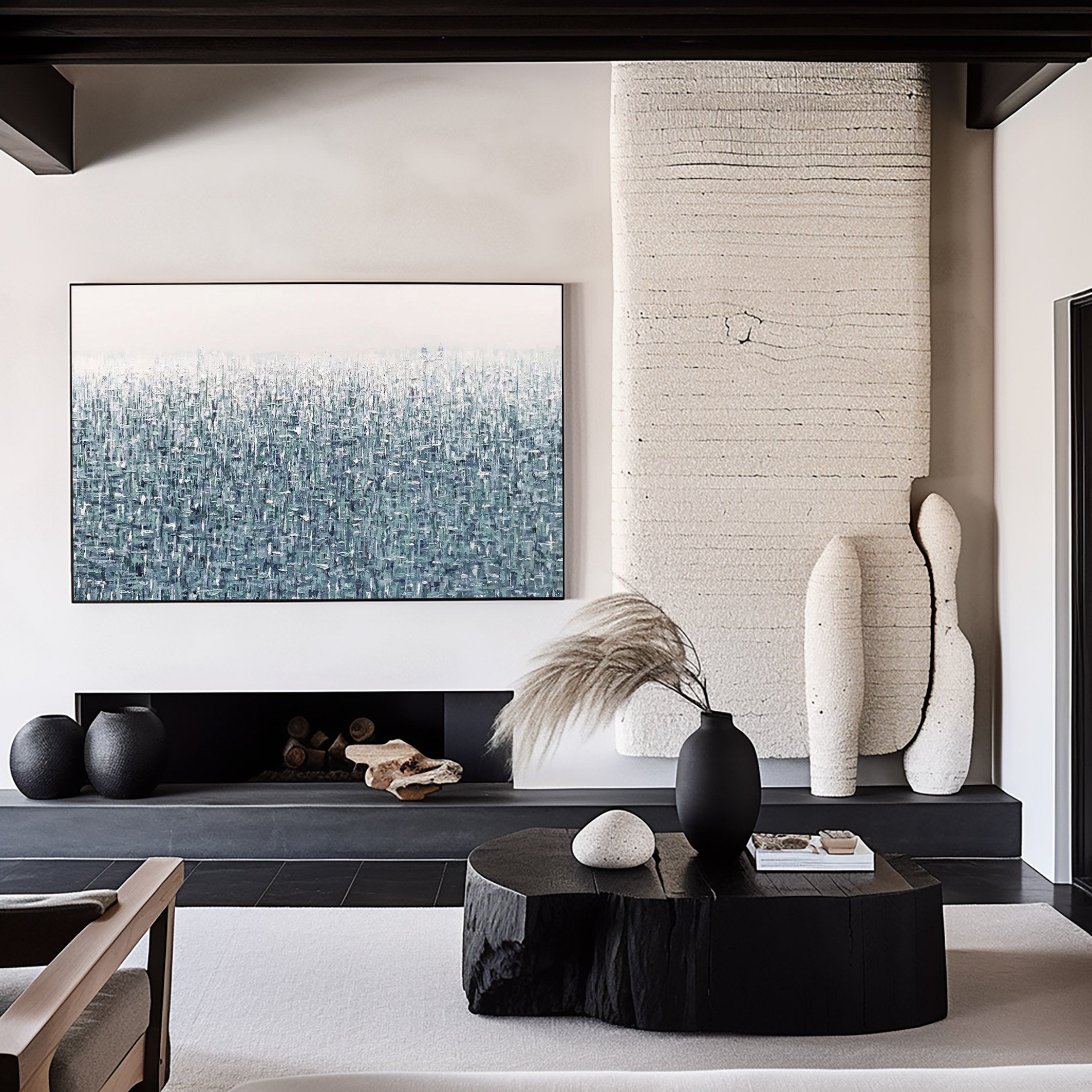 Oceanic Mirage: Textured Abstract Canvas