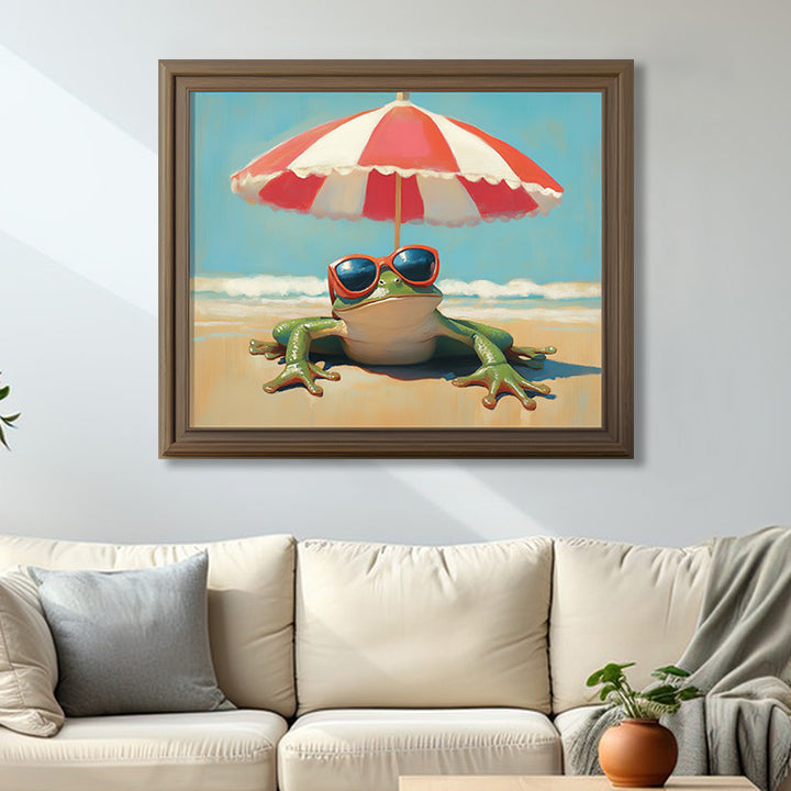 Beach Boss - Funny Frog Beach Art Cartoon Summer Wall Decor for Kids Room