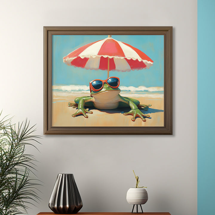 Beach Boss - Funny Frog Beach Art Cartoon Summer Wall Decor for Kids Room