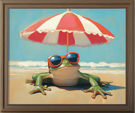 Beach Boss - Funny Frog Beach Art Cartoon Summer Wall Decor for Kids Room
