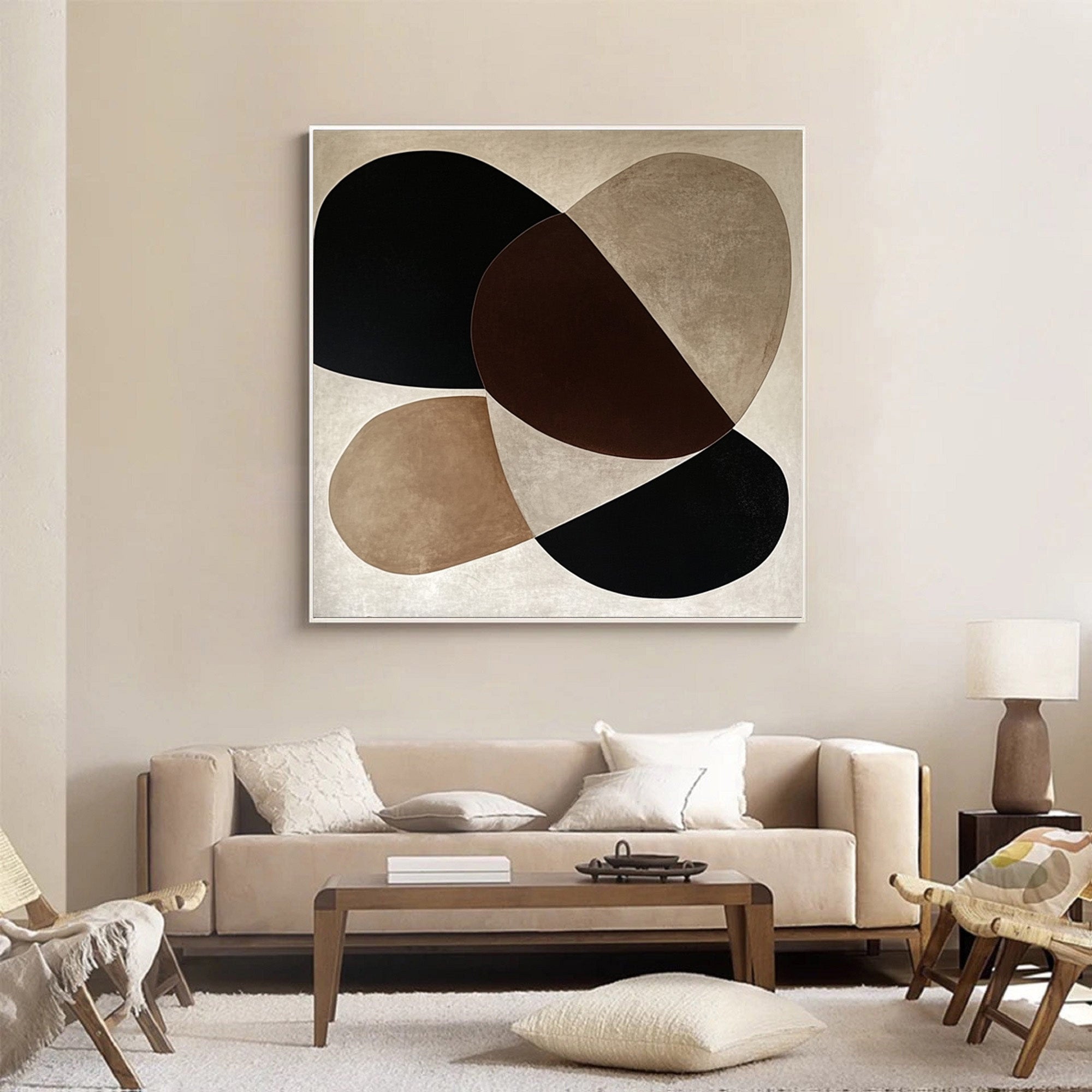 Organic Harmony: Abstract Geometric Canvas in Earth Tones