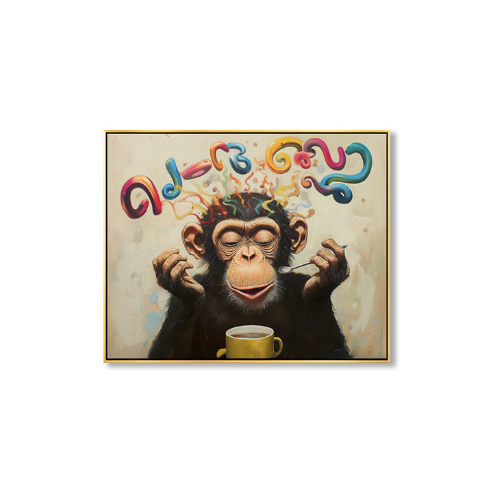Espresso Explosion - Funny Monkey Coffee Art Colorful Abstract Pop Wall Decor