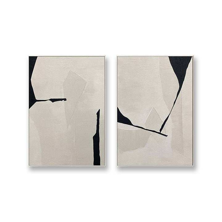 Black & White Minimalist Painting Set Of 2 #BWS 001