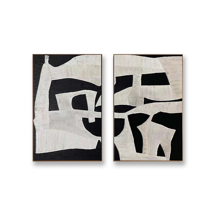 Black & White Minimalist Painting Set Of 2 #BWS 003