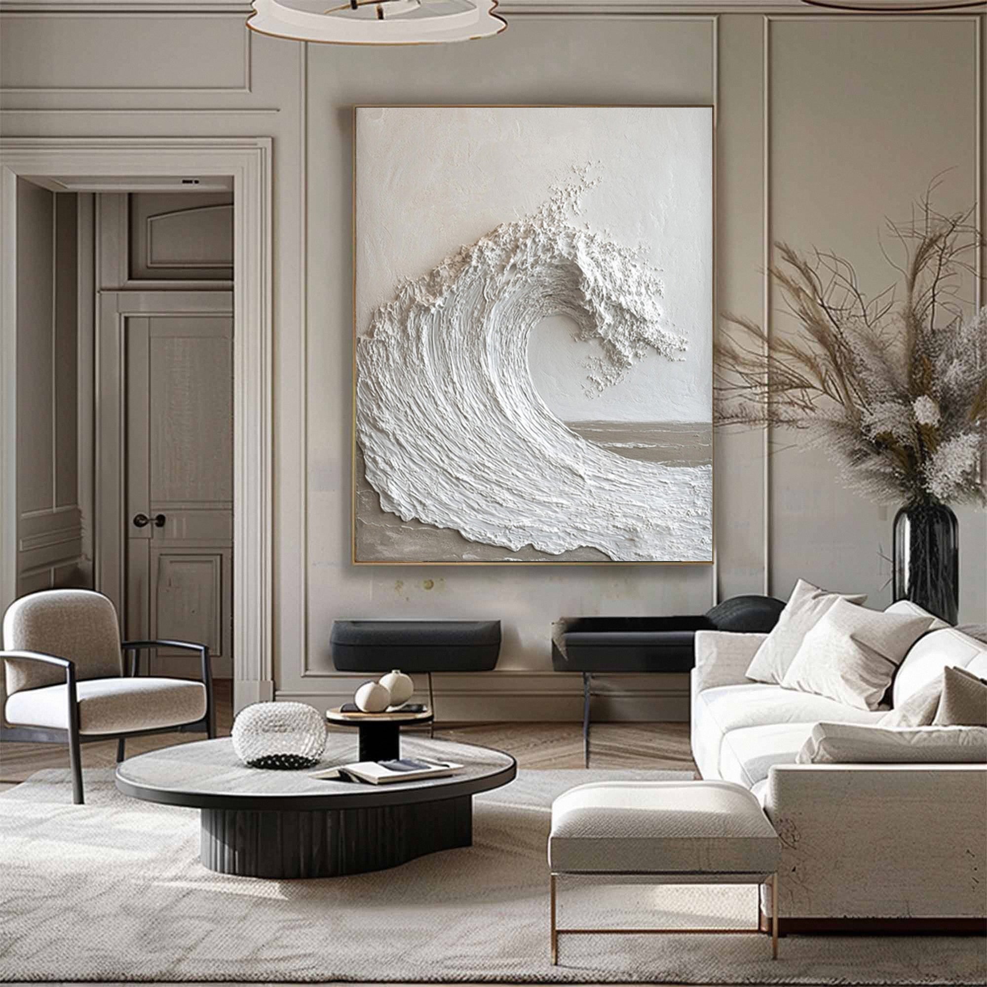 Serenity Crest: Textured Wave Art