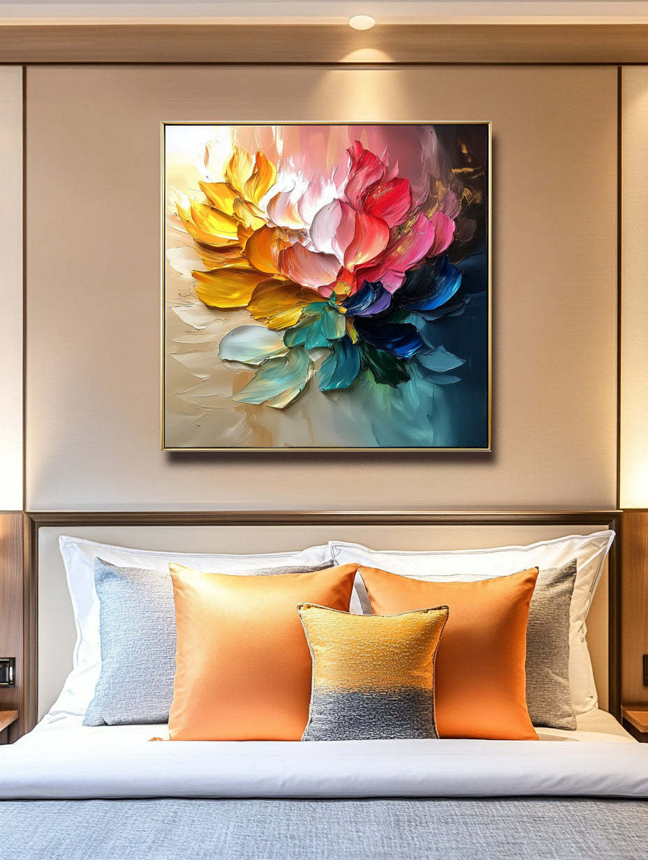 Flare in Bloom - Color Explosion Flower Canvas 3D Textured Floral Wall Art