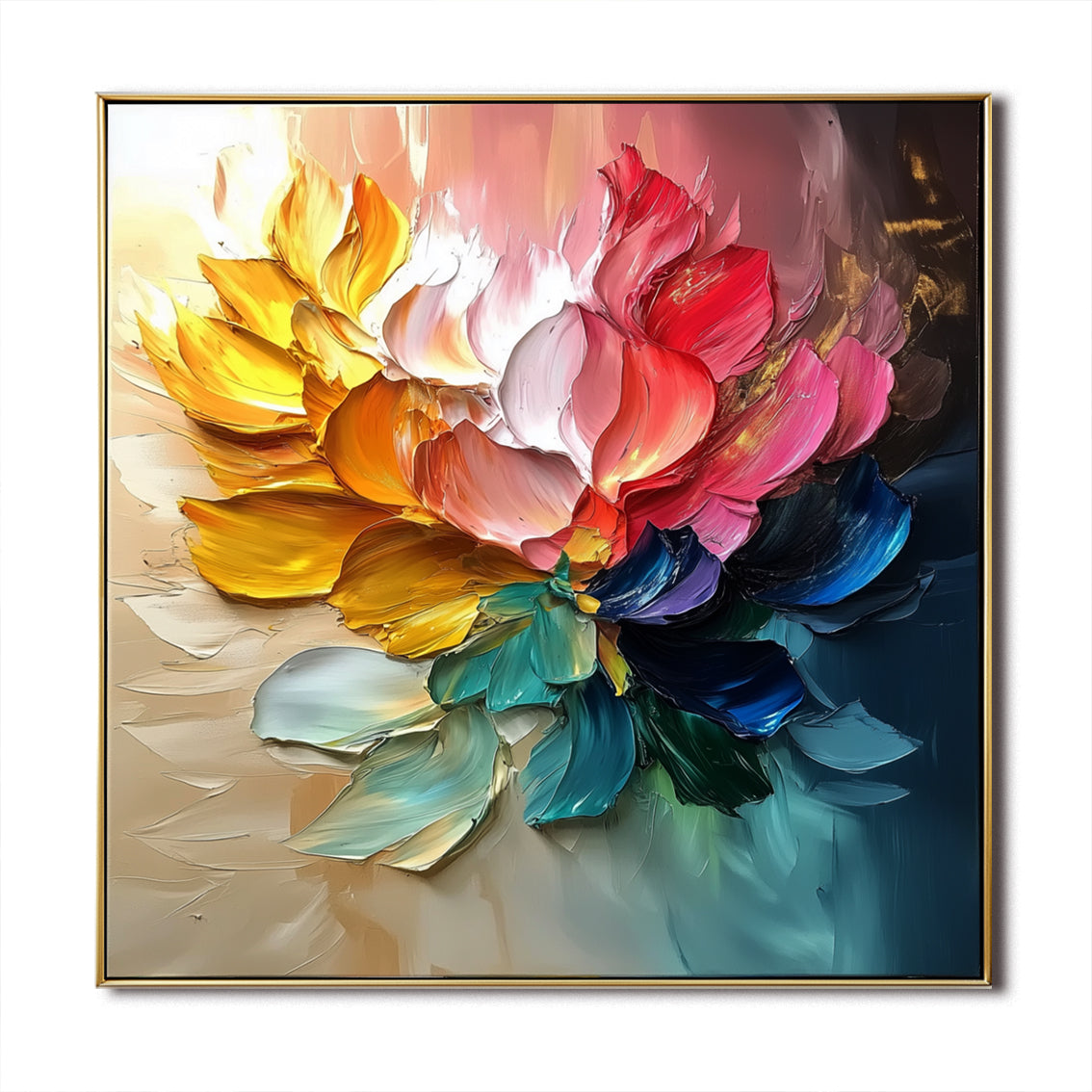 Flare in Bloom - Color Explosion Flower Canvas 3D Textured Floral Wall Art