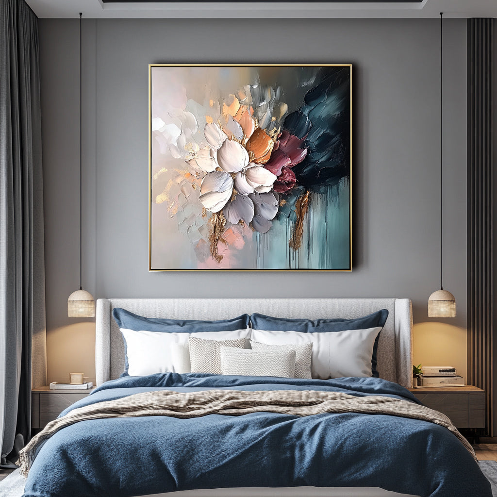 Bloom Reverie - Textured Floral Oil Painting – Colorful 3D Abstract Canvas