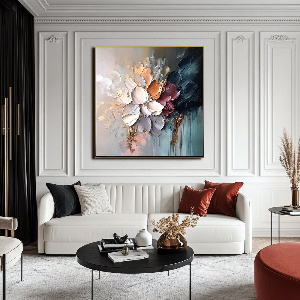 Bloom Reverie - Textured Floral Oil Painting – Colorful 3D Abstract Canvas