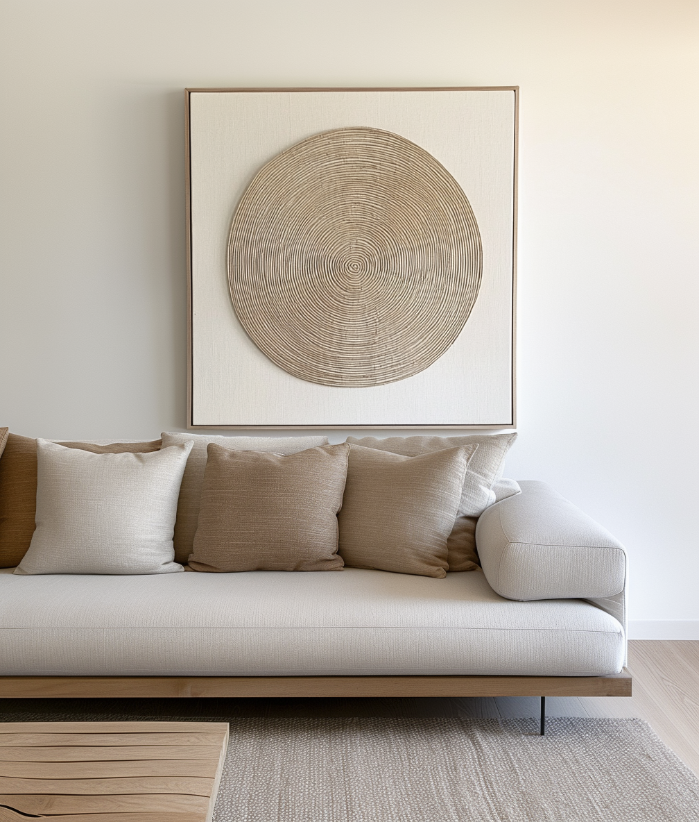 Still Center - Textured Circle Wall Art – Neutral Minimalist 3D Canvas