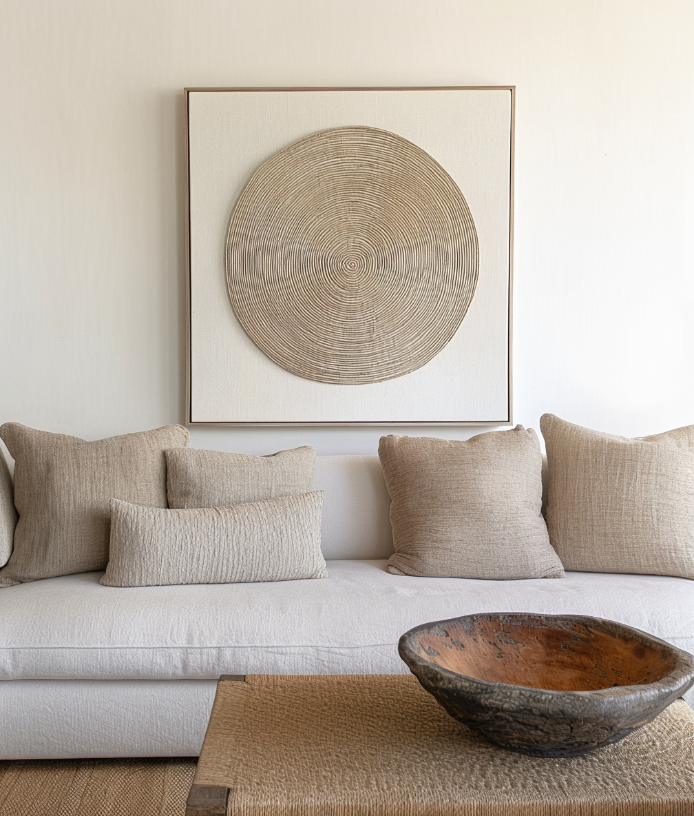 Still Center - Textured Circle Wall Art – Neutral Minimalist 3D Canvas