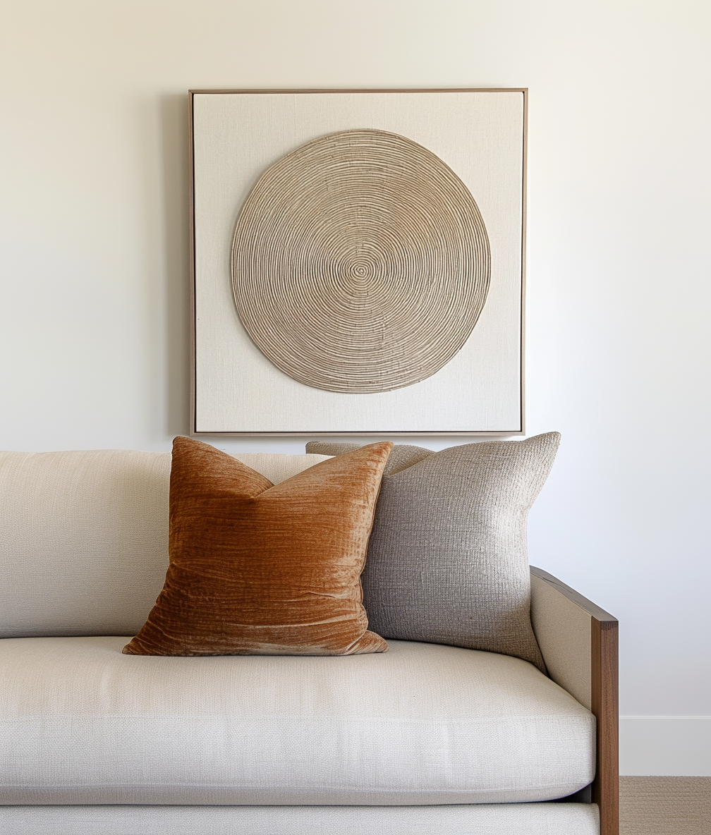 Still Center - Textured Circle Wall Art – Neutral Minimalist 3D Canvas