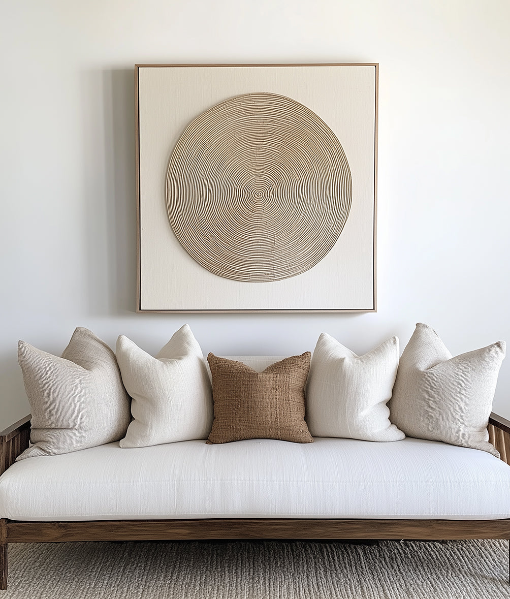 Still Center - Textured Circle Wall Art – Neutral Minimalist 3D Canvas