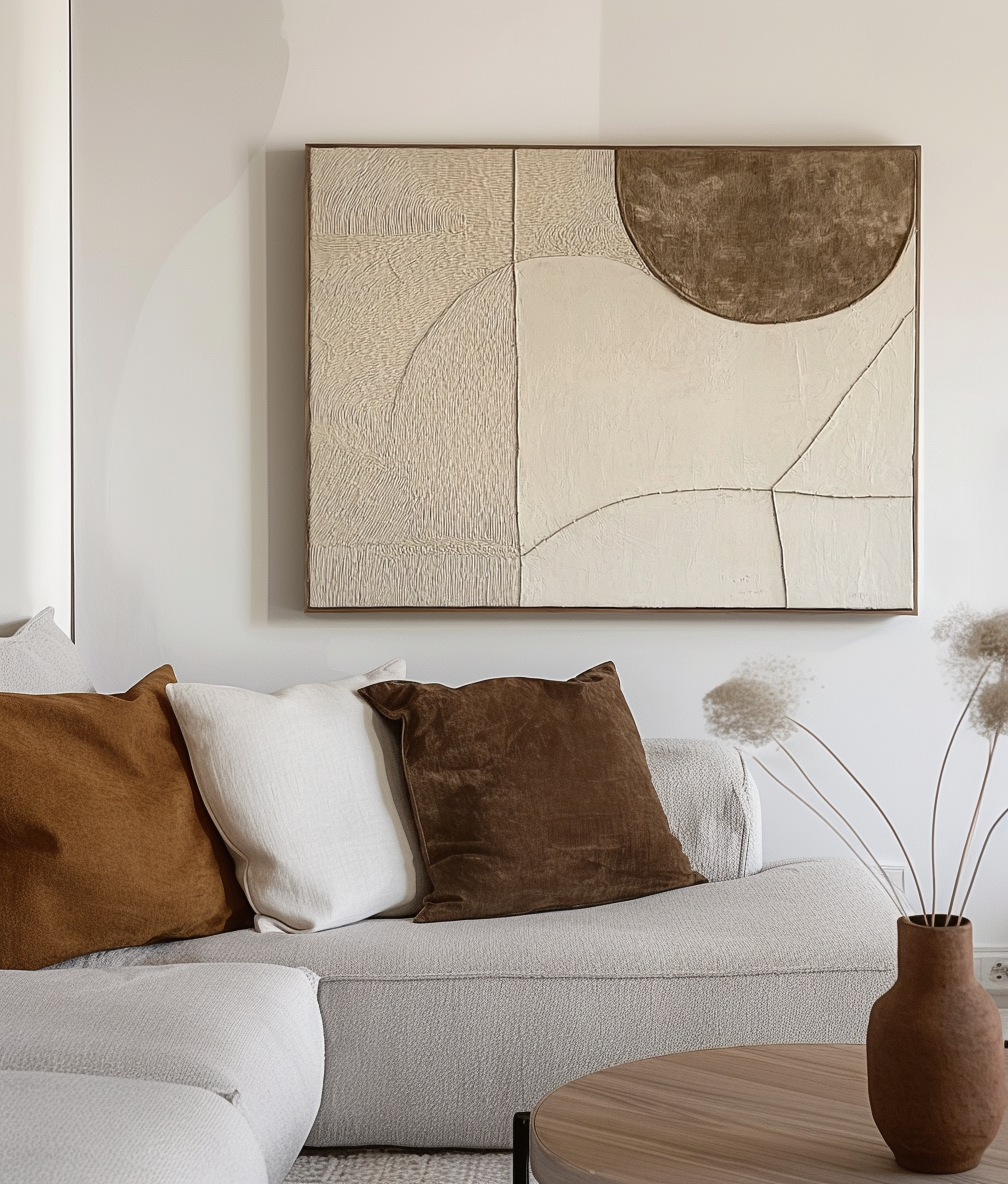 Textured Neutral Wall Art – Minimalist Canvas with Earthy Tones