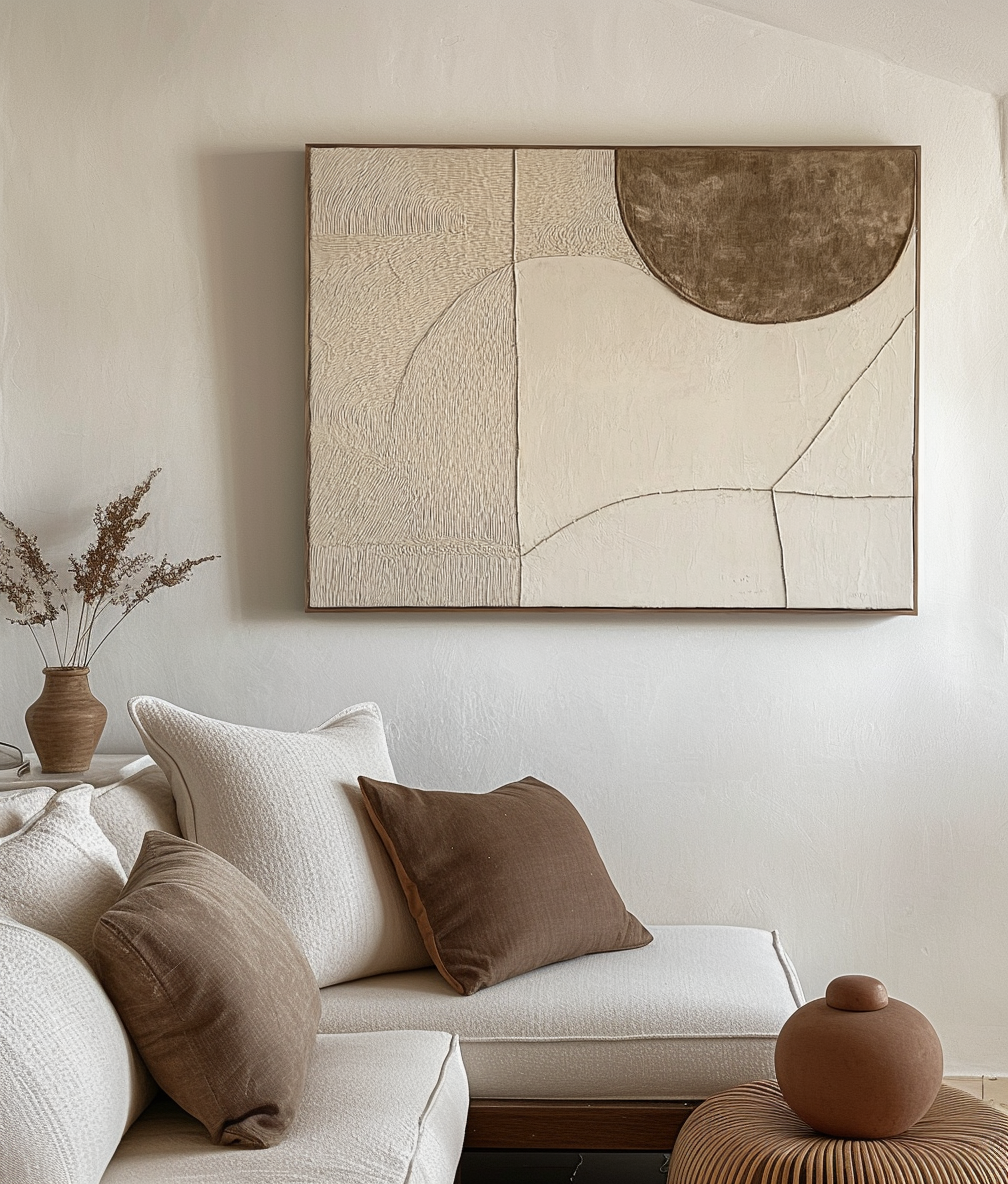 Textured Neutral Wall Art – Minimalist Canvas with Earthy Tones