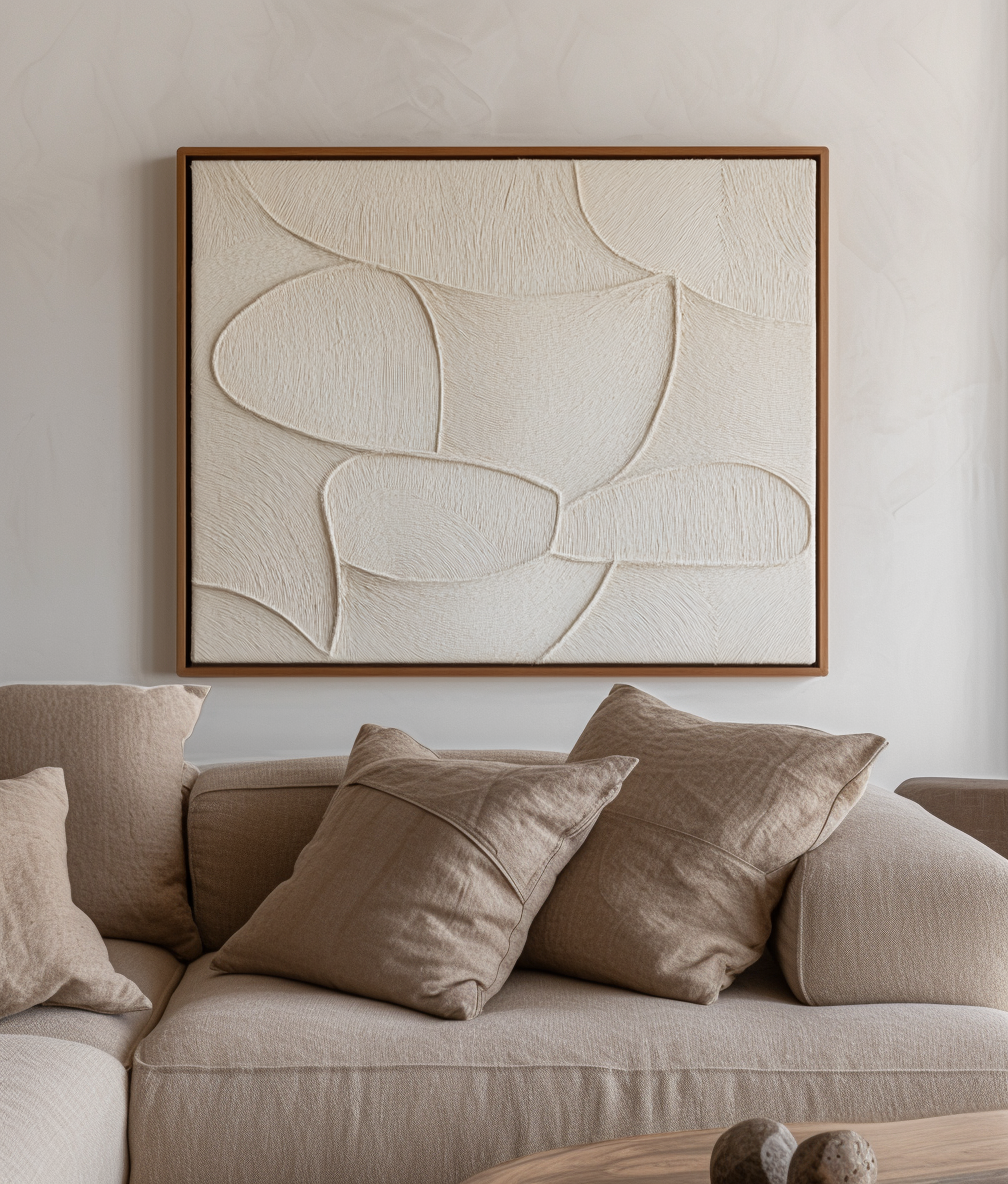 Organic Flow - Minimalist Textured Neutral Wall Art – White 3D Abstract Canvas