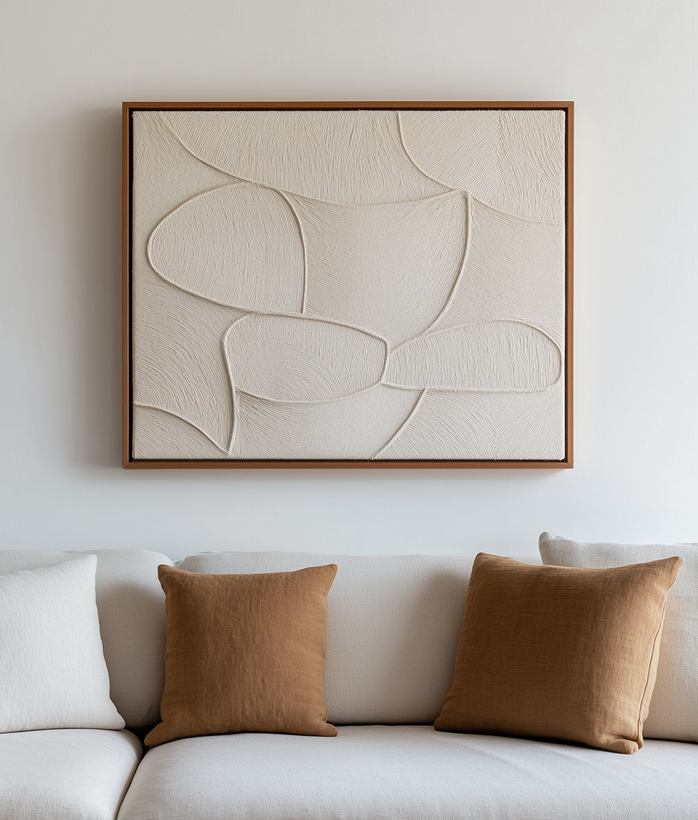 Organic Flow - Minimalist Textured Neutral Wall Art – White 3D Abstract Canvas