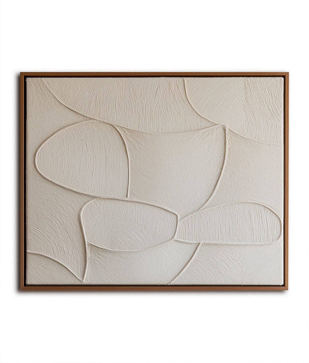Organic Flow - Minimalist Textured Neutral Wall Art – White 3D Abstract Canvas