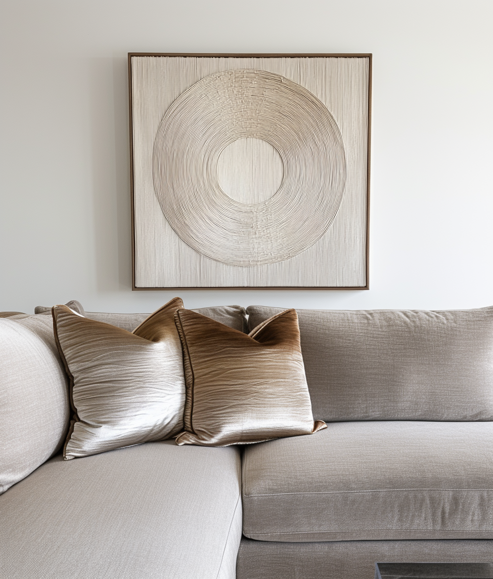Still Orbit - Neutral Circle Textured Wall Art Minimalist 3D Abstract Canvas Sculpture