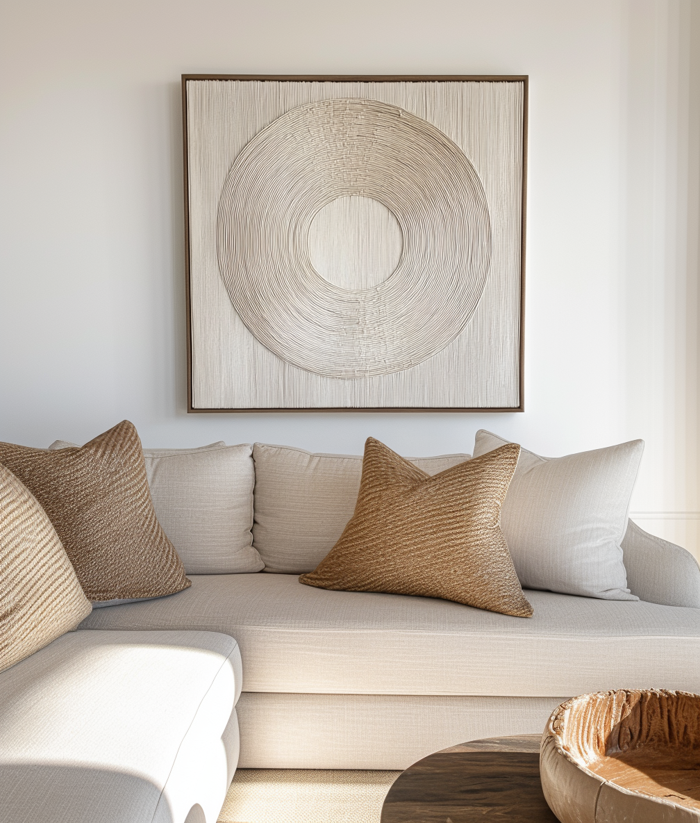 Still Orbit - Neutral Circle Textured Wall Art Minimalist 3D Abstract Canvas Sculpture