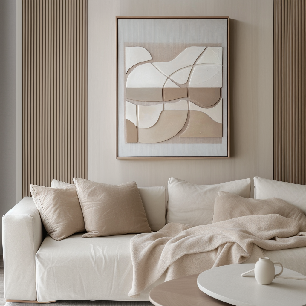 Tranquil Divide – Geometric Abstract Texture Painting Neutral Wall Art