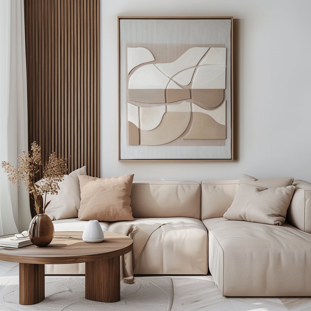 Tranquil Divide – Geometric Abstract Texture Painting Neutral Wall Art