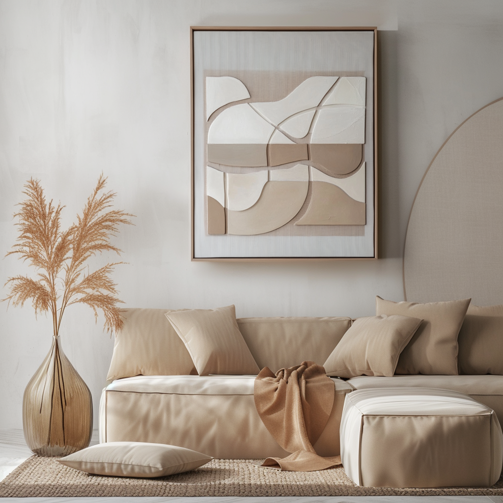 Tranquil Divide – Geometric Abstract Texture Painting Neutral Wall Art