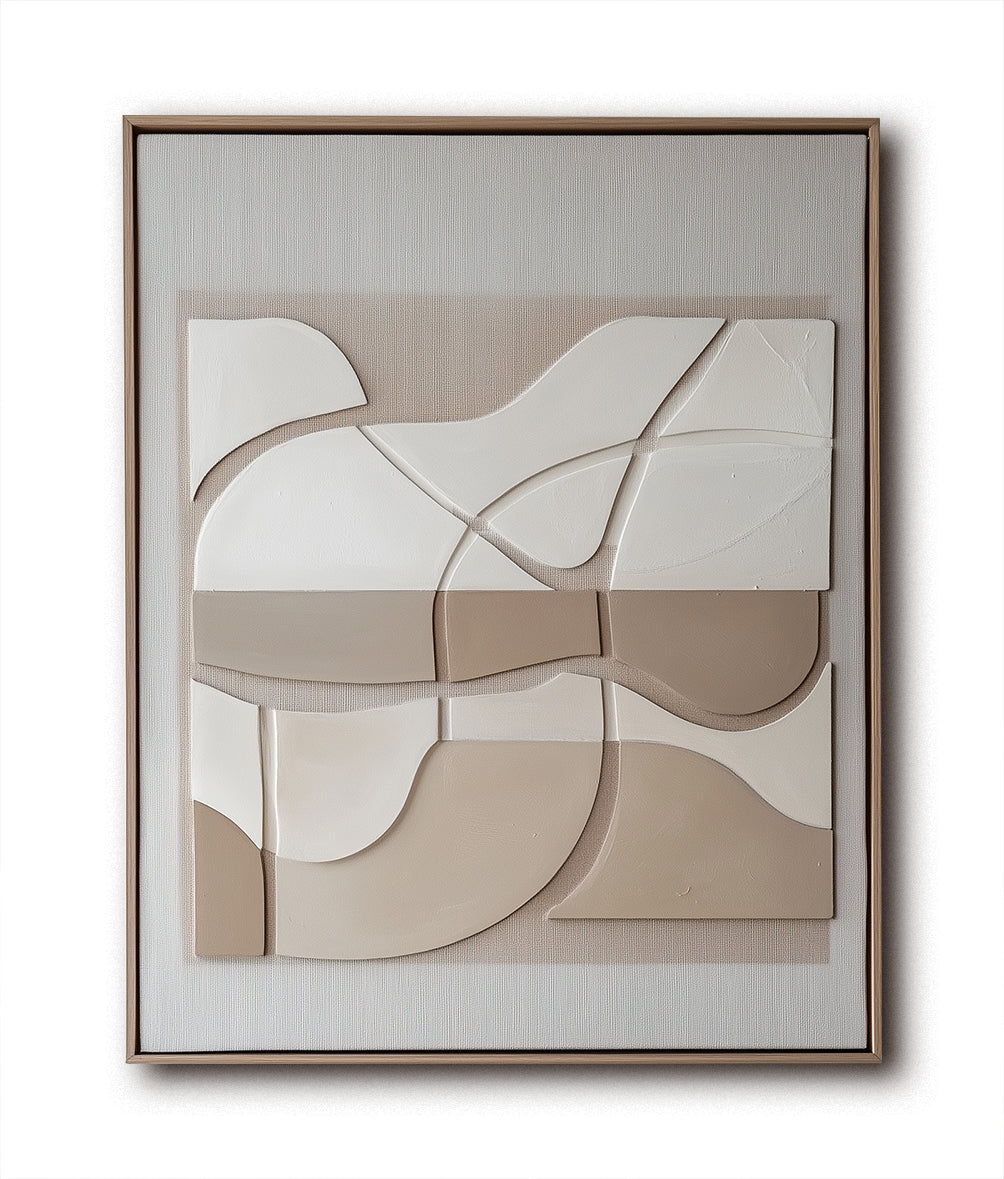 Tranquil Divide – Geometric Abstract Texture Painting Neutral Wall Art