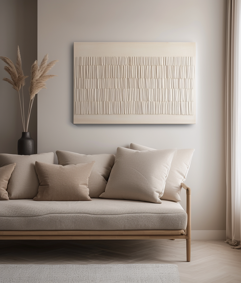 Silent Pulse – Minimalist Vertical Stripe Texture Art Neutral Canvas