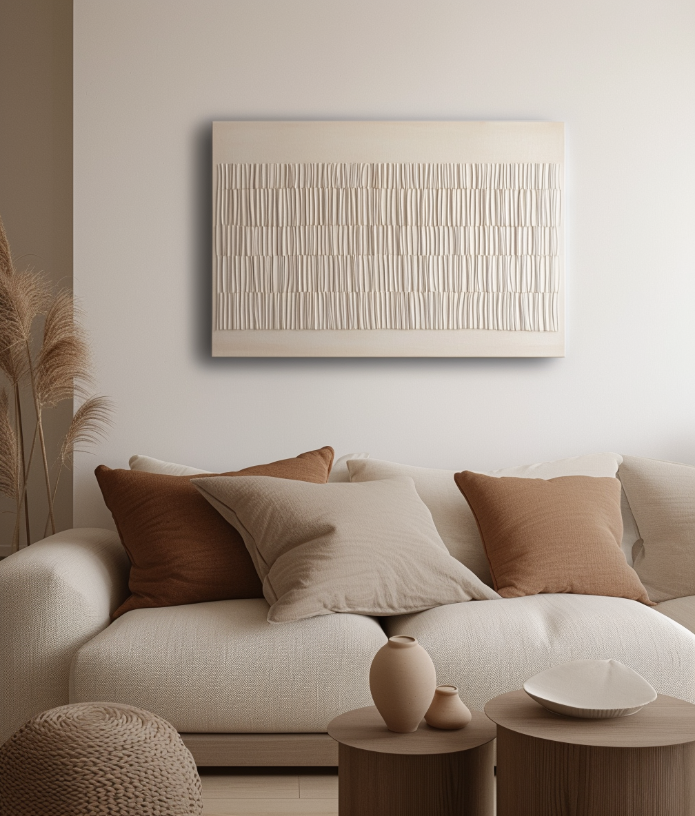 Silent Pulse – Minimalist Vertical Stripe Texture Art Neutral Canvas