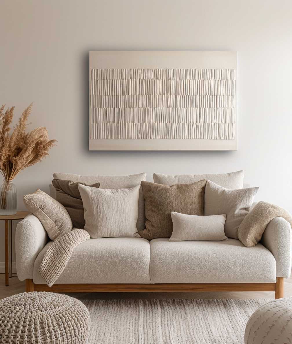 Silent Pulse – Minimalist Vertical Stripe Texture Art Neutral Canvas