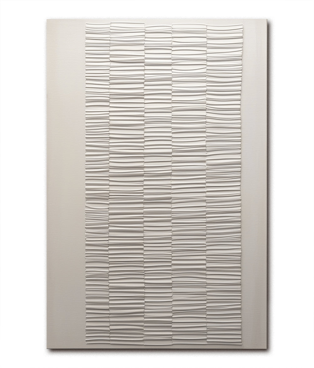 Silent Pulse – Minimalist Vertical Stripe Texture Art Neutral Canvas