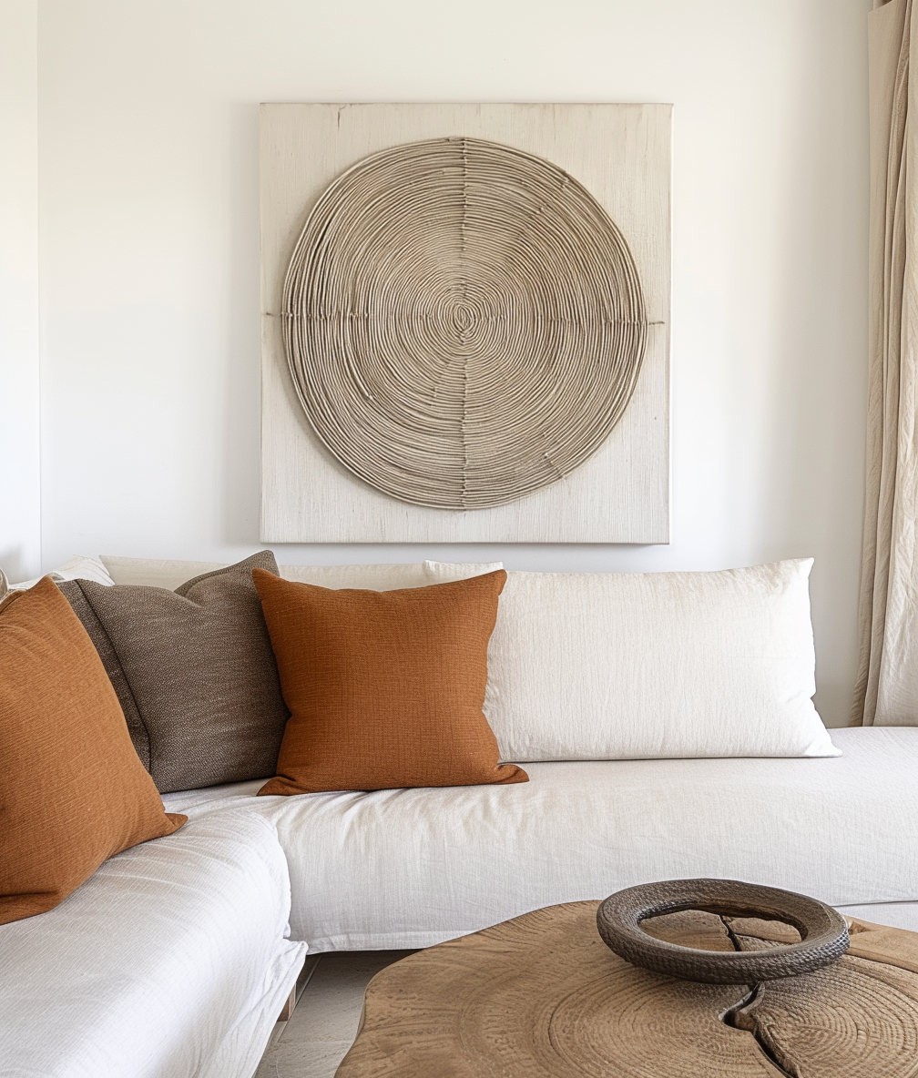 Echo Core - Neutral Textured Circle Canvas Wabi-Sabi Minimalist 3D Wall Art