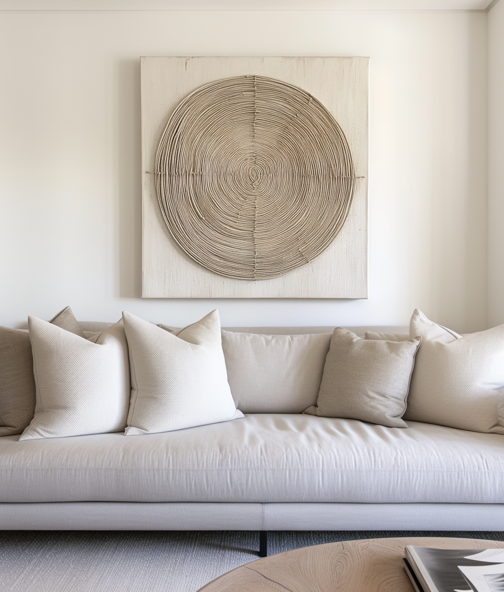 Echo Core - Neutral Textured Circle Canvas Wabi-Sabi Minimalist 3D Wall Art