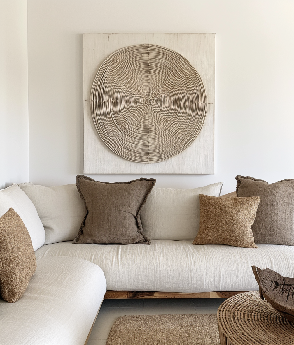Echo Core - Neutral Textured Circle Canvas Wabi-Sabi Minimalist 3D Wall Art