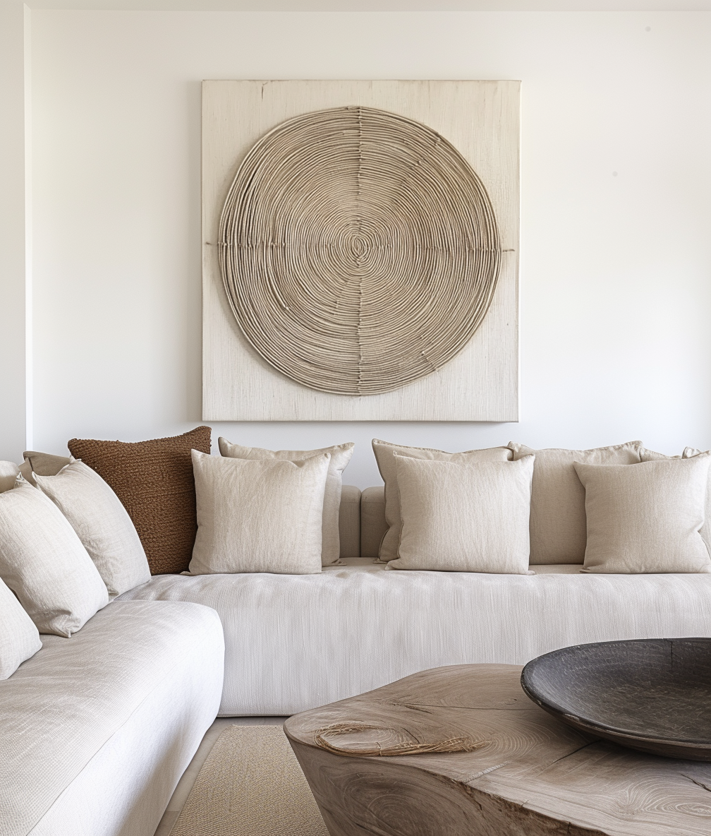 Echo Core - Neutral Textured Circle Canvas Wabi-Sabi Minimalist 3D Wall Art