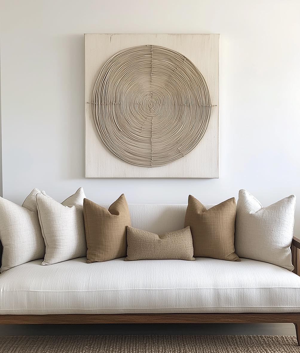 Echo Core - Neutral Textured Circle Canvas Wabi-Sabi Minimalist 3D Wall Art