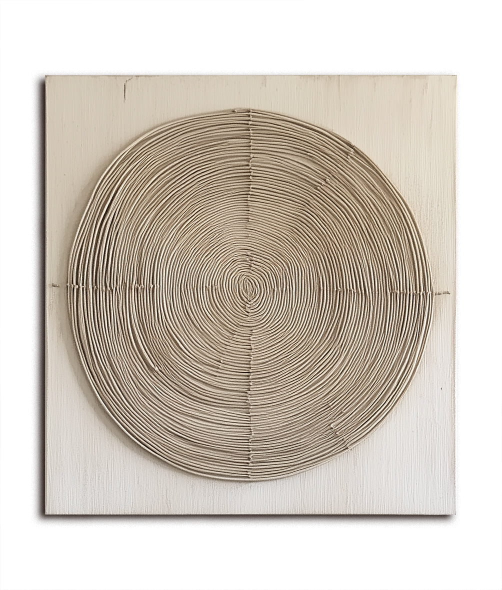 Echo Core - Neutral Textured Circle Canvas Wabi-Sabi Minimalist 3D Wall Art