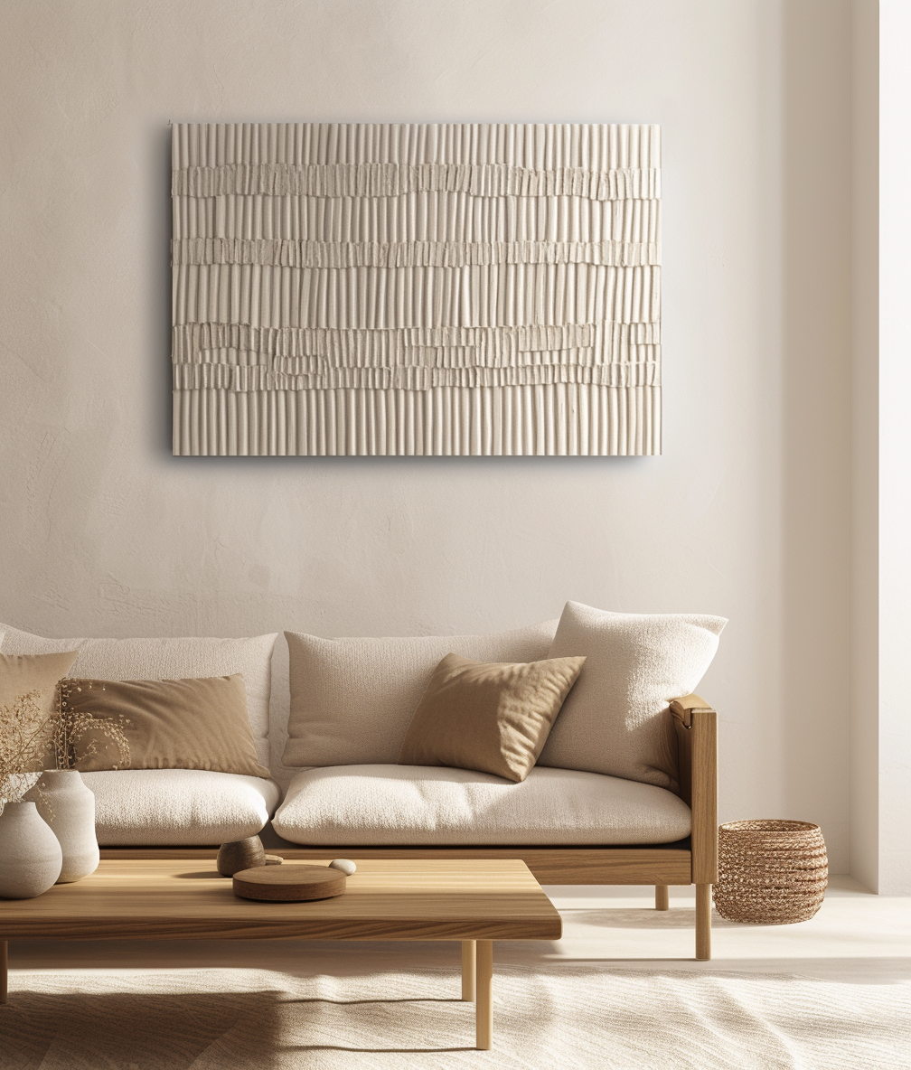 Echo Rhythm Vertical Stripe Textured Wall Art Abstract Minimalist Canvas