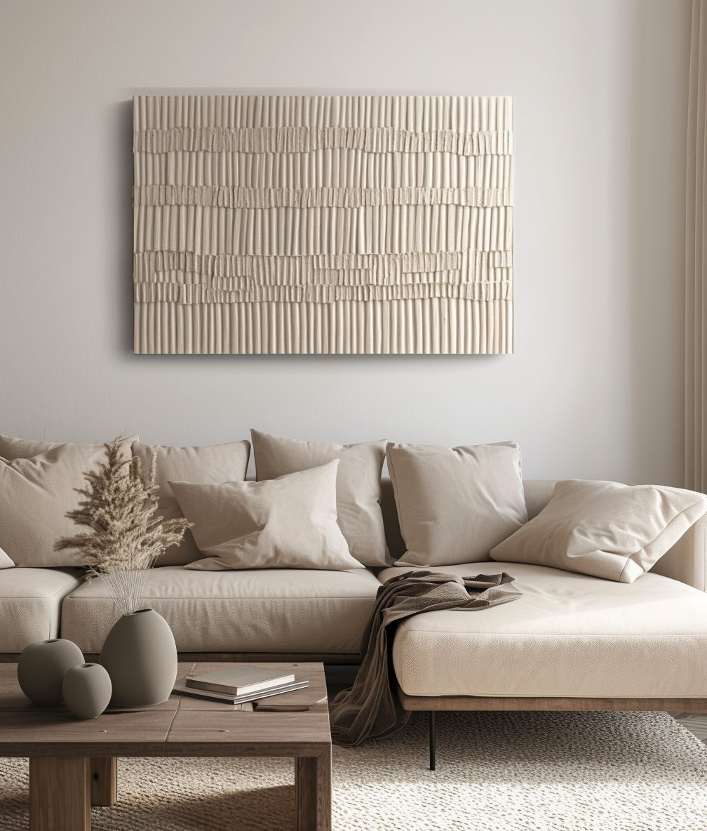 Echo Rhythm Vertical Stripe Textured Wall Art Abstract Minimalist Canvas