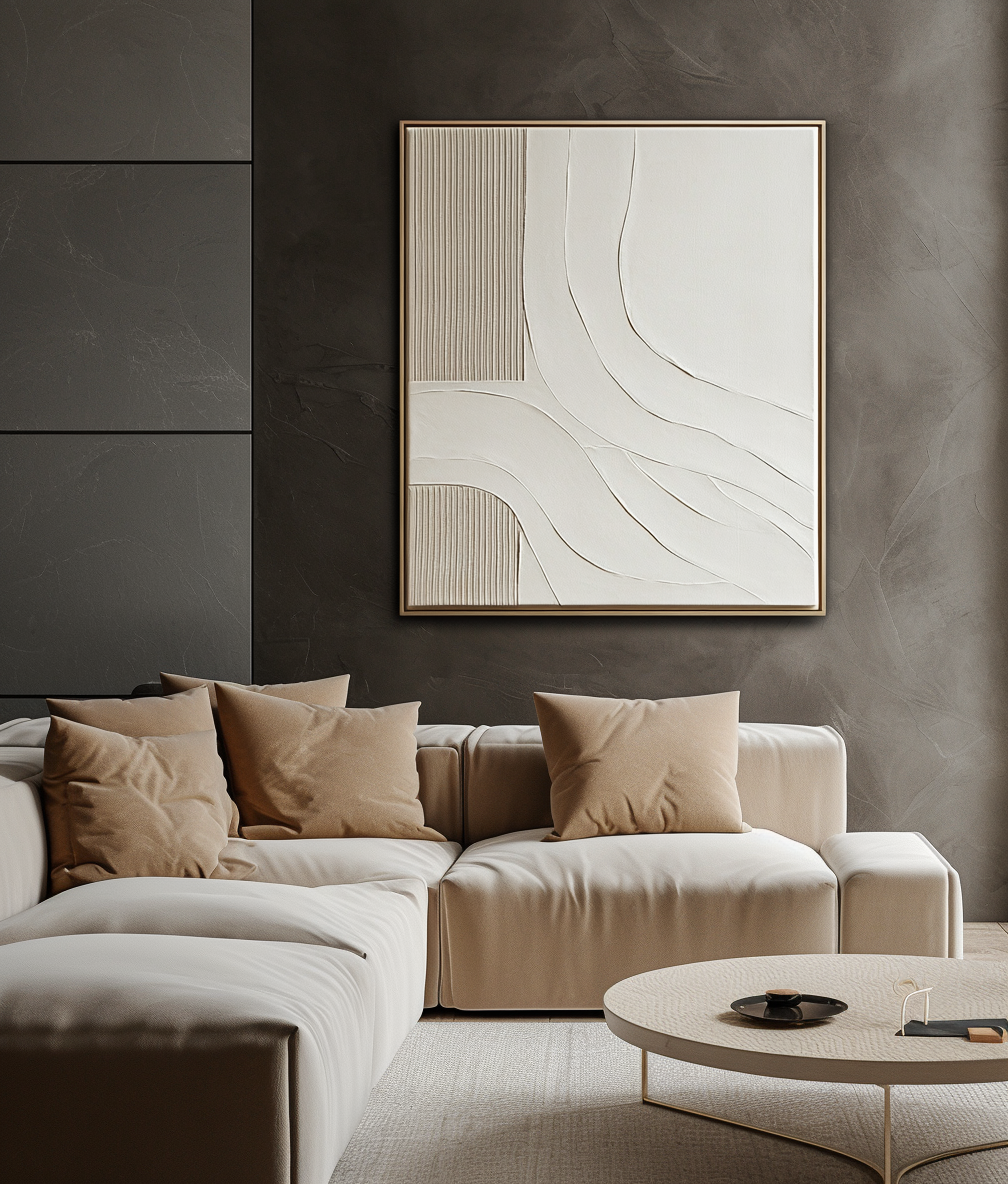 Quiet Flow Minimalist Textured Line Art Abstract Canvas for Neutral Modern Walls