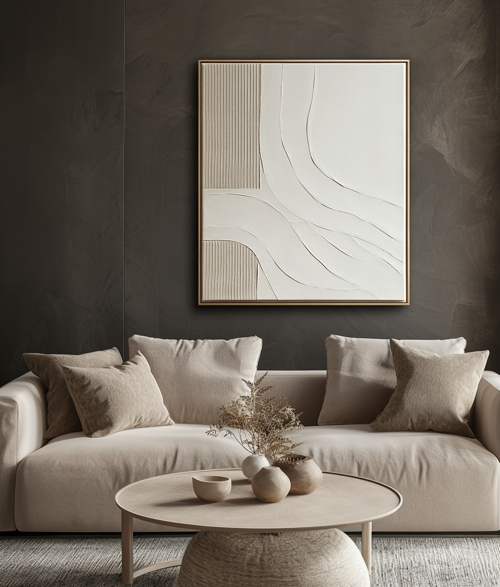 Quiet Flow Minimalist Textured Line Art Abstract Canvas for Neutral Modern Walls