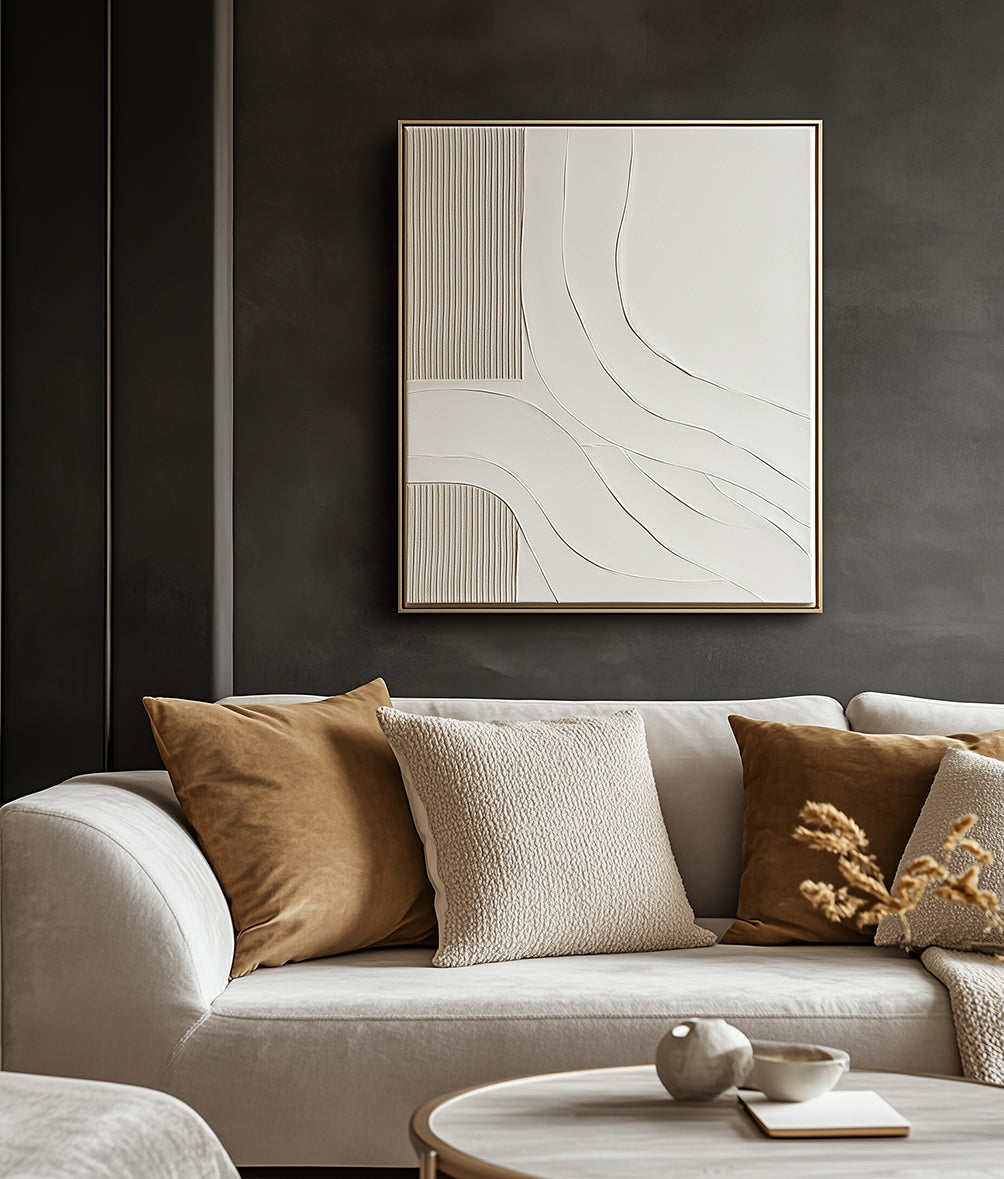Quiet Flow Minimalist Textured Line Art Abstract Canvas for Neutral Modern Walls
