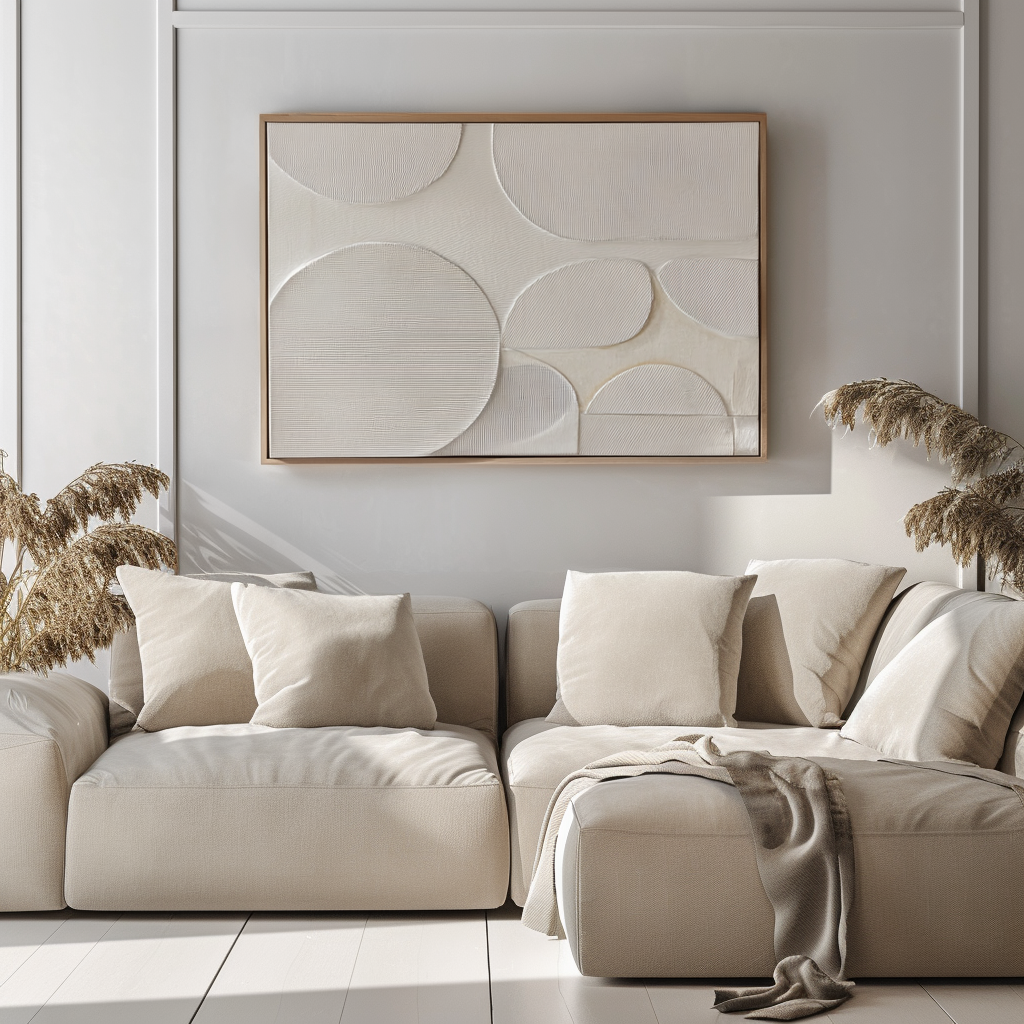 Tranquil Forms - Minimalist Textured Circle Abstract Wall Art Neutral Canvas Decor