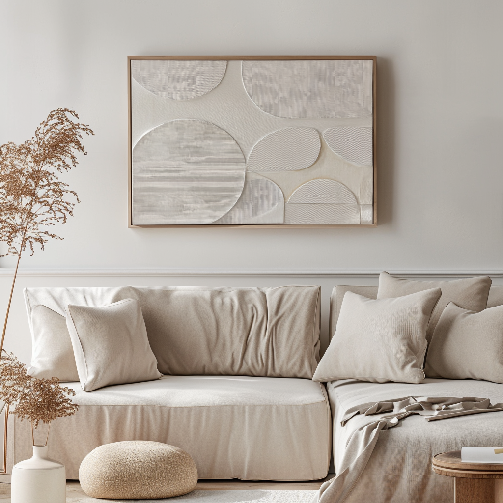 Tranquil Forms - Minimalist Textured Circle Abstract Wall Art Neutral Canvas Decor