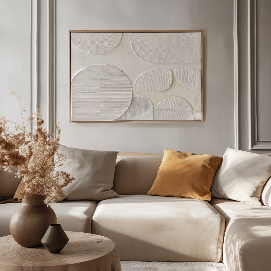 Tranquil Forms - Minimalist Textured Circle Abstract Wall Art Neutral Canvas Decor