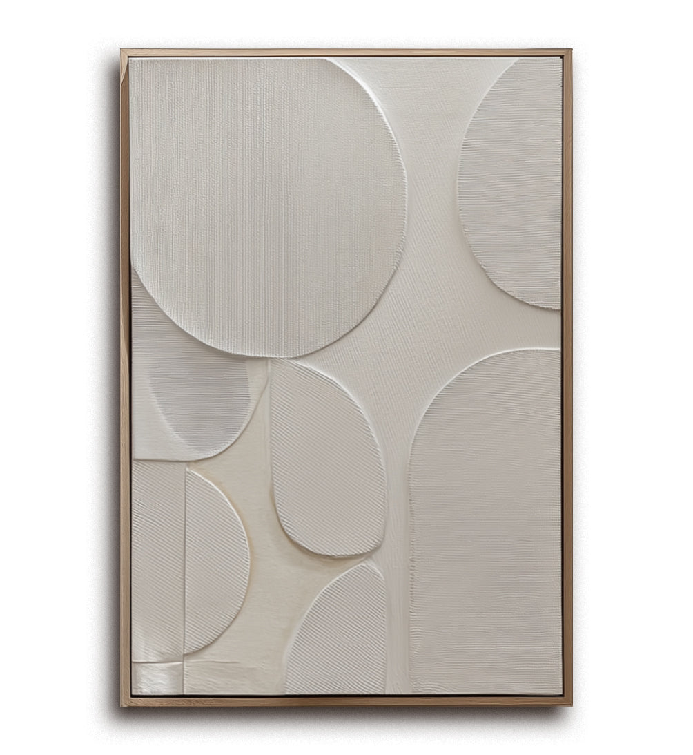 Tranquil Forms - Minimalist Textured Circle Abstract Wall Art Neutral Canvas Decor