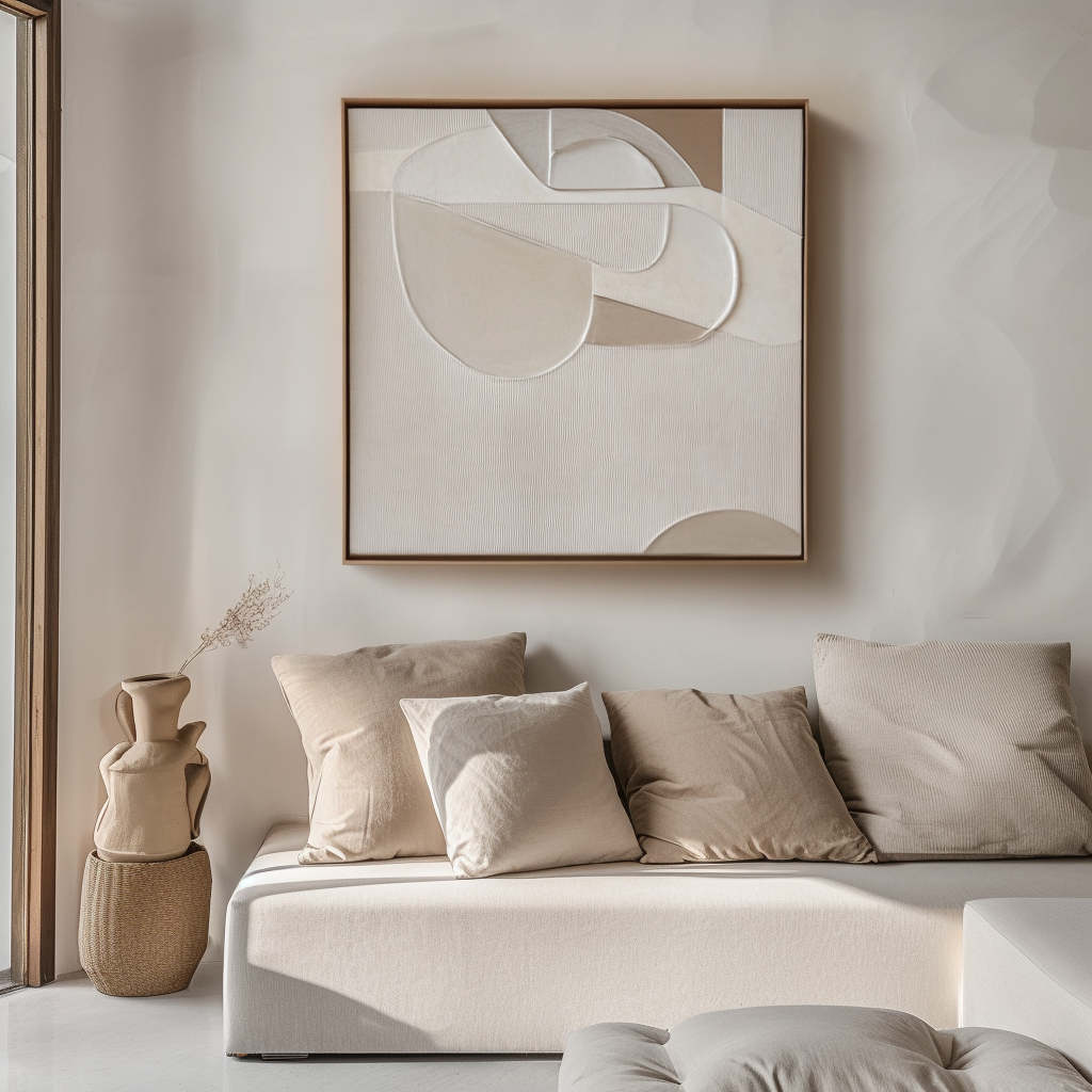Quiet Structure - Minimalist Geometric Neutral Canvas 3D Textured Abstract Wall Art