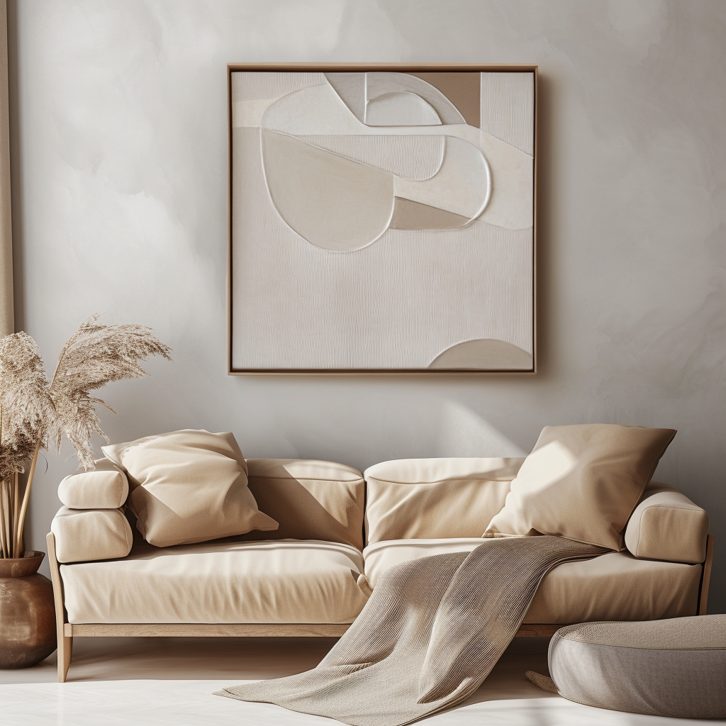Quiet Structure - Minimalist Geometric Neutral Canvas 3D Textured Abstract Wall Art